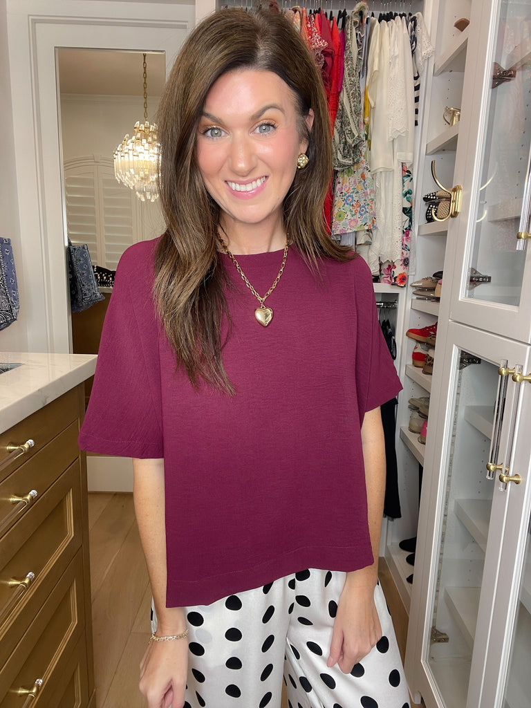 Simply Stated Tee in Burgundy