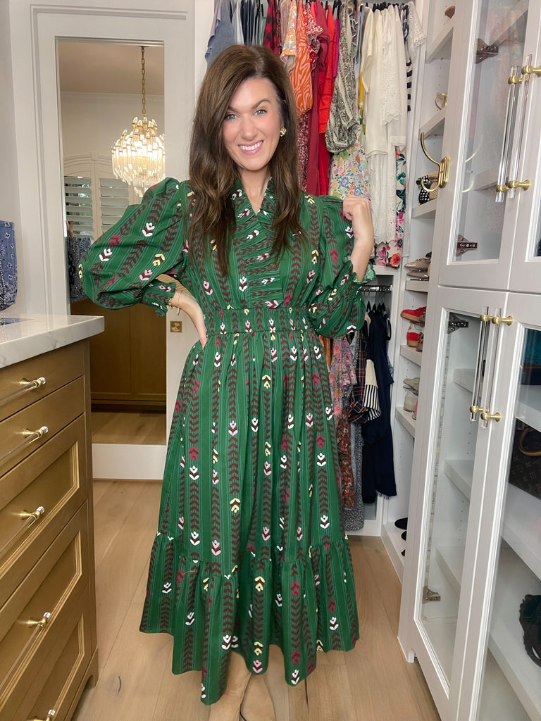 Ever After Midi Dress in Hunter Green