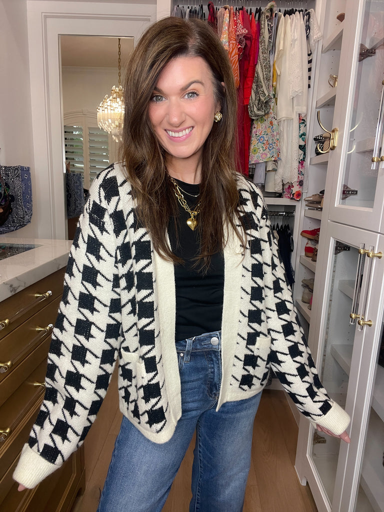 Haute Houndstooth Cardigan