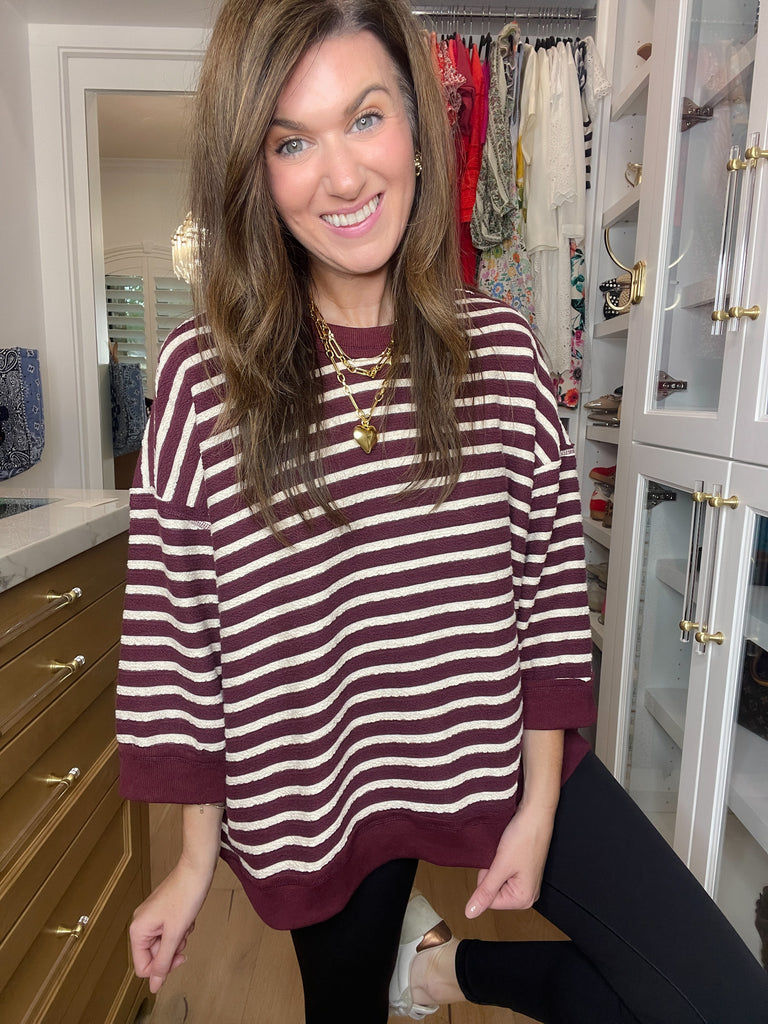 Weekender Knit Pullover in Burgundy