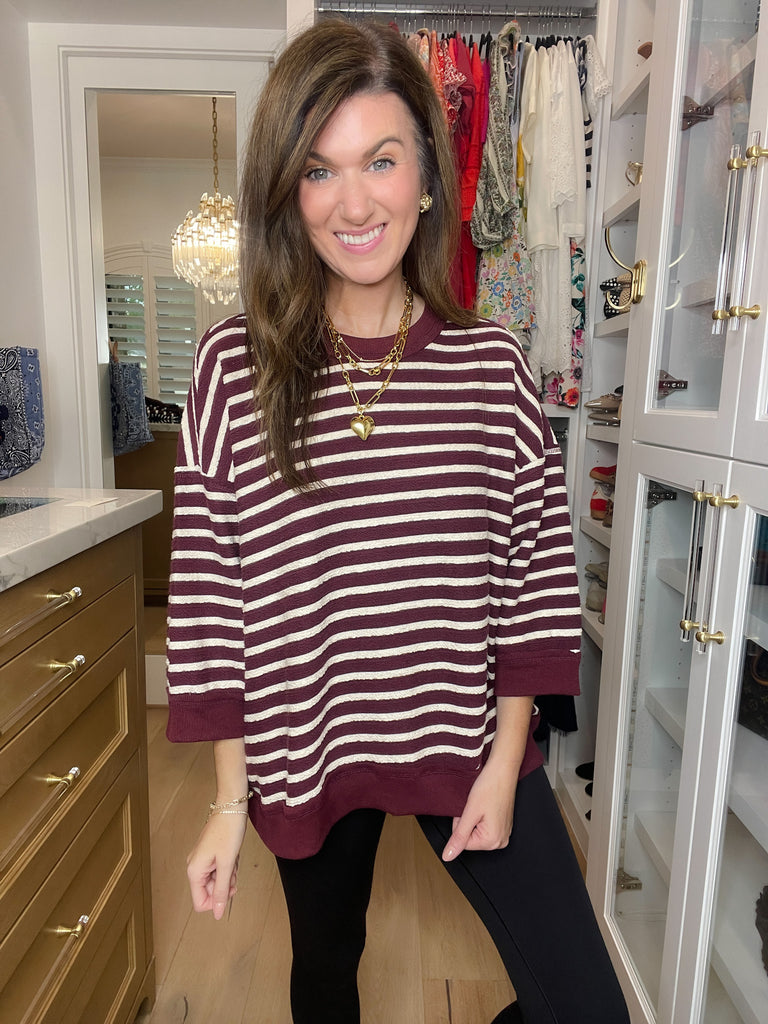 Weekender Knit Pullover in Burgundy