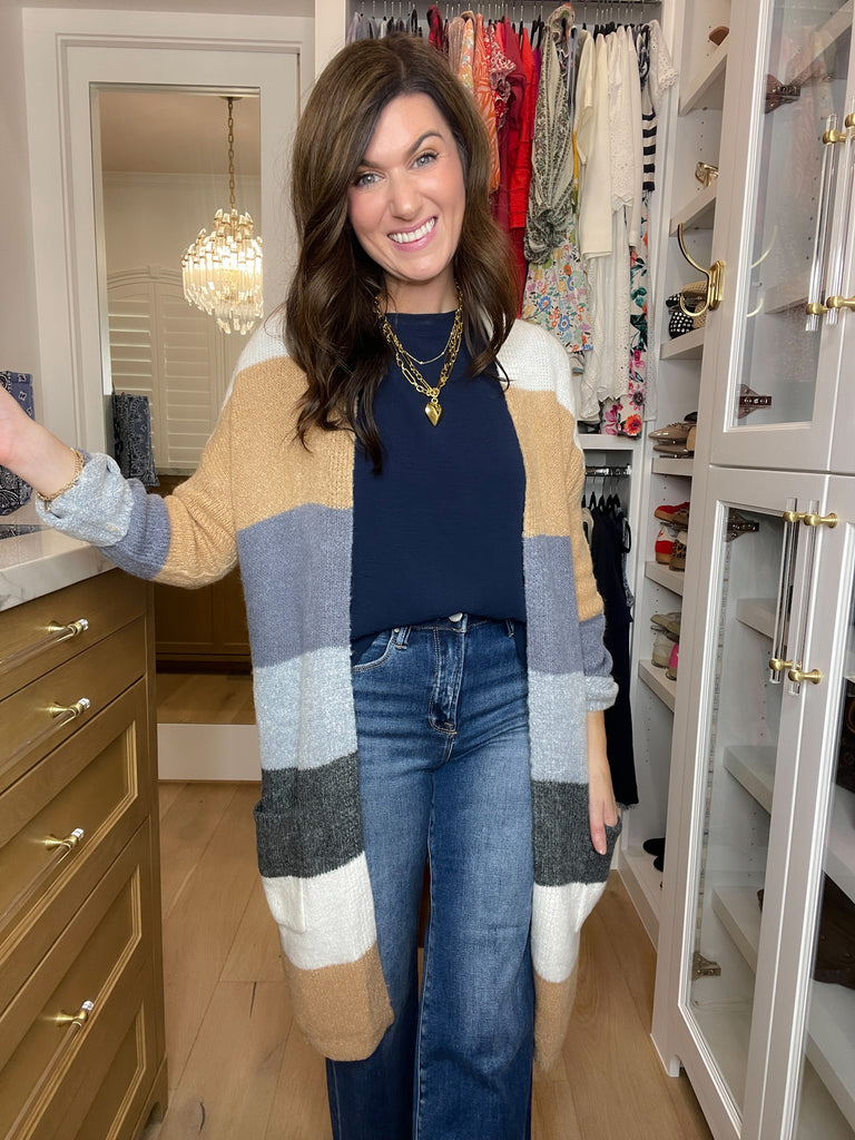 Cozy Vibes Color Block Cardigan