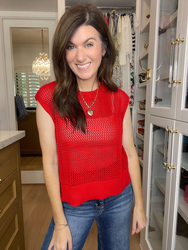 Mainstay Knit Top in Red