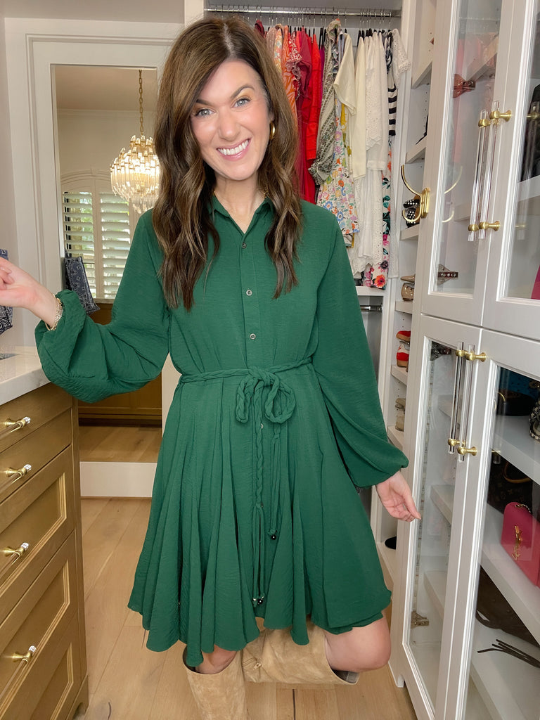 Perfect Balance Belted Dress in Hunter