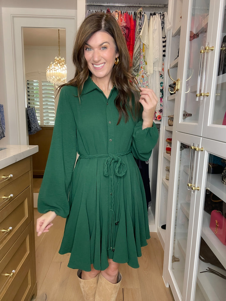 Perfect Balance Belted Dress in Hunter