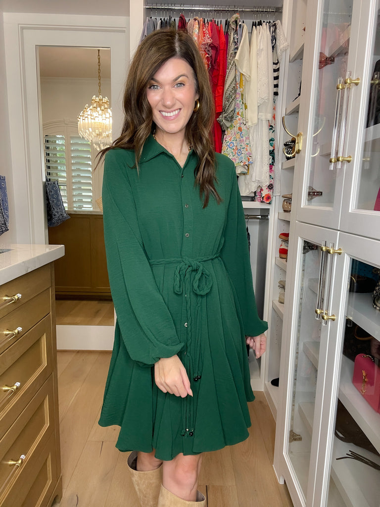 Perfect Balance Belted Dress in Hunter