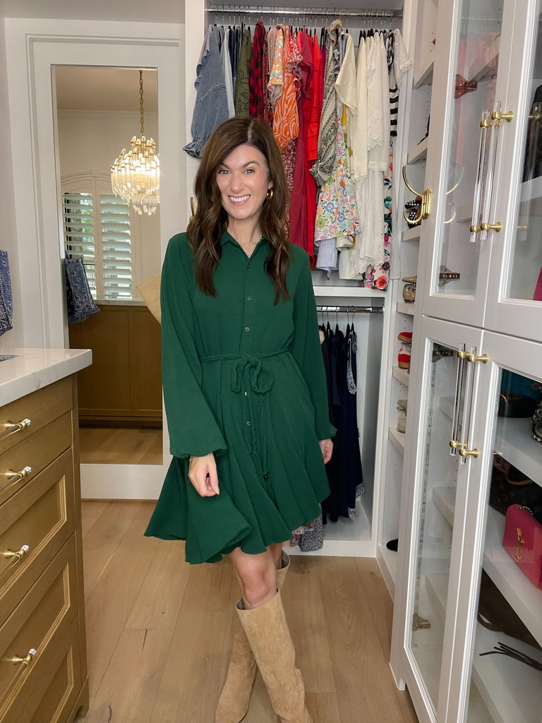 Perfect Balance Belted Dress in Hunter