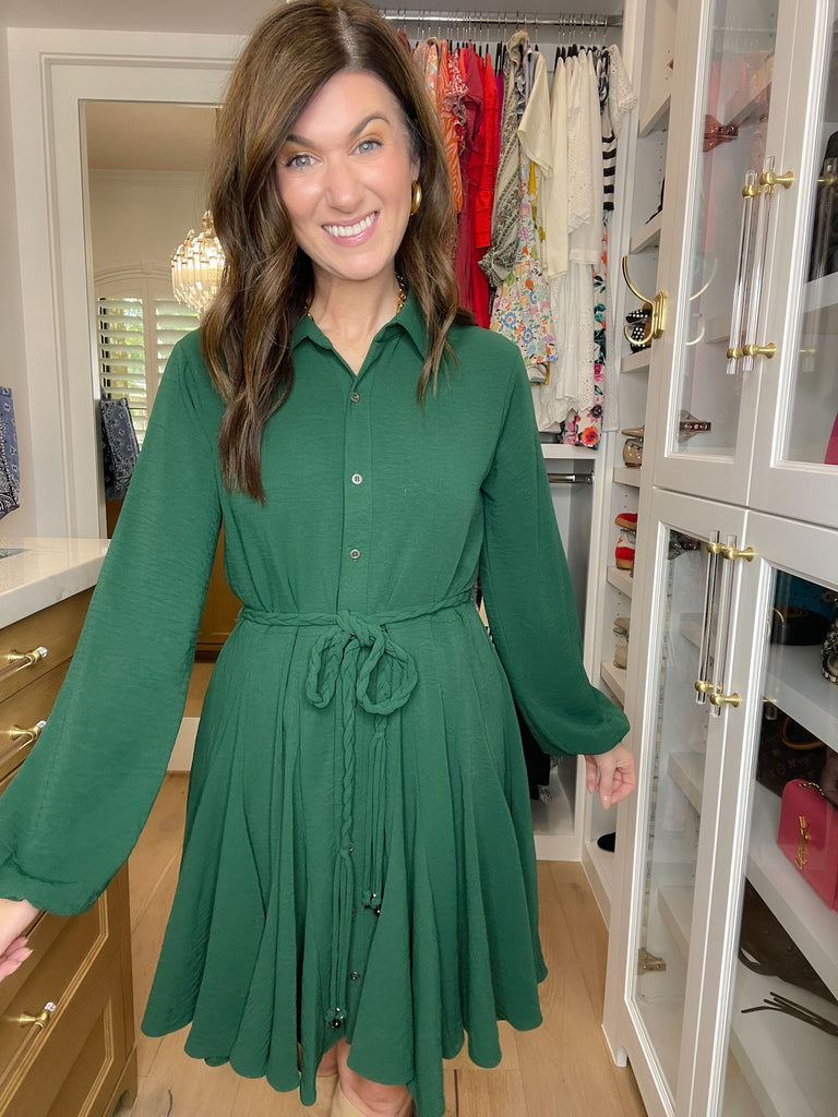 Perfect Balance Belted Dress in Hunter