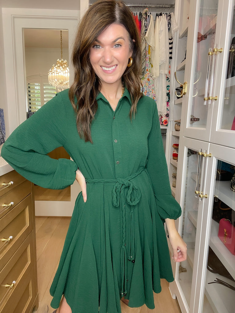 Perfect Balance Belted Dress in Hunter