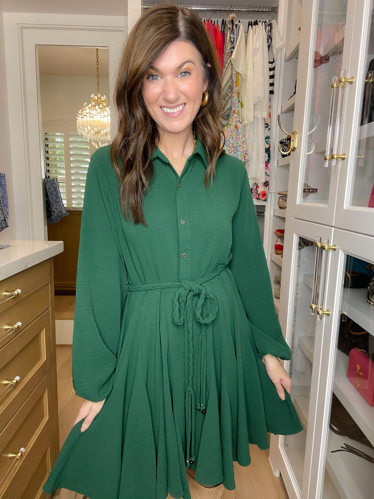 Perfect Balance Belted Dress in Hunter