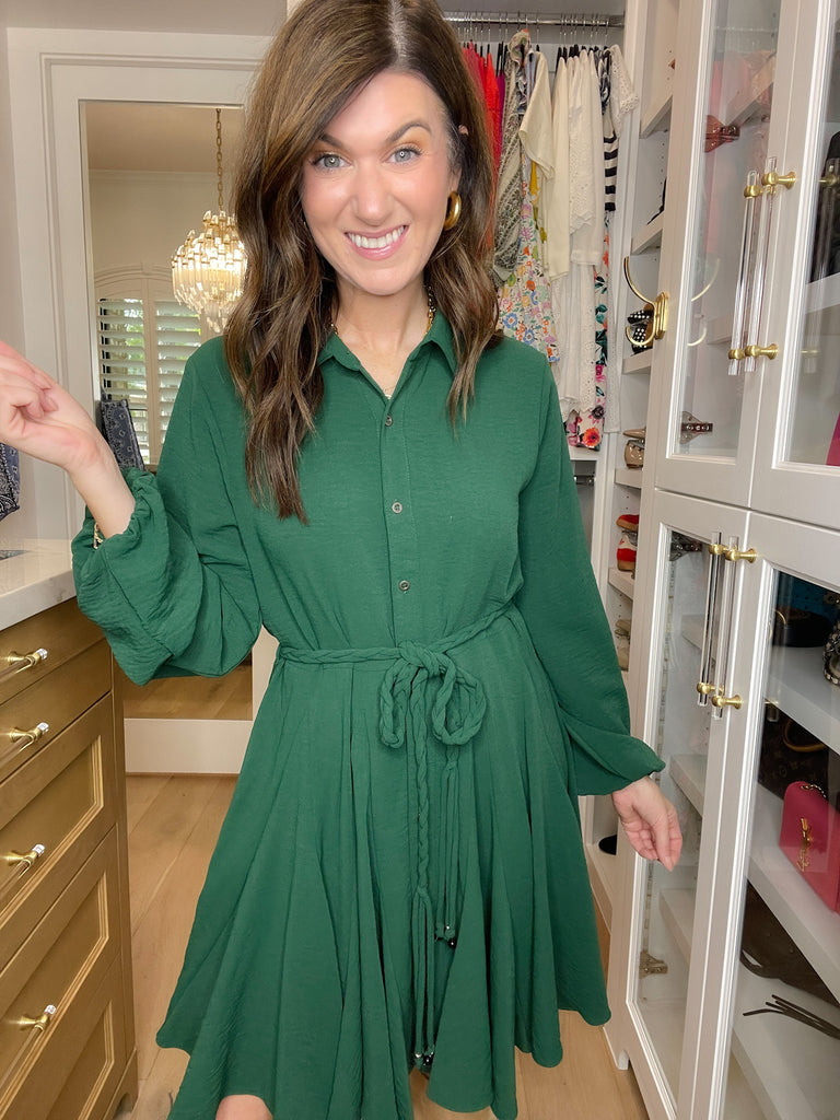 Perfect Balance Belted Dress in Hunter