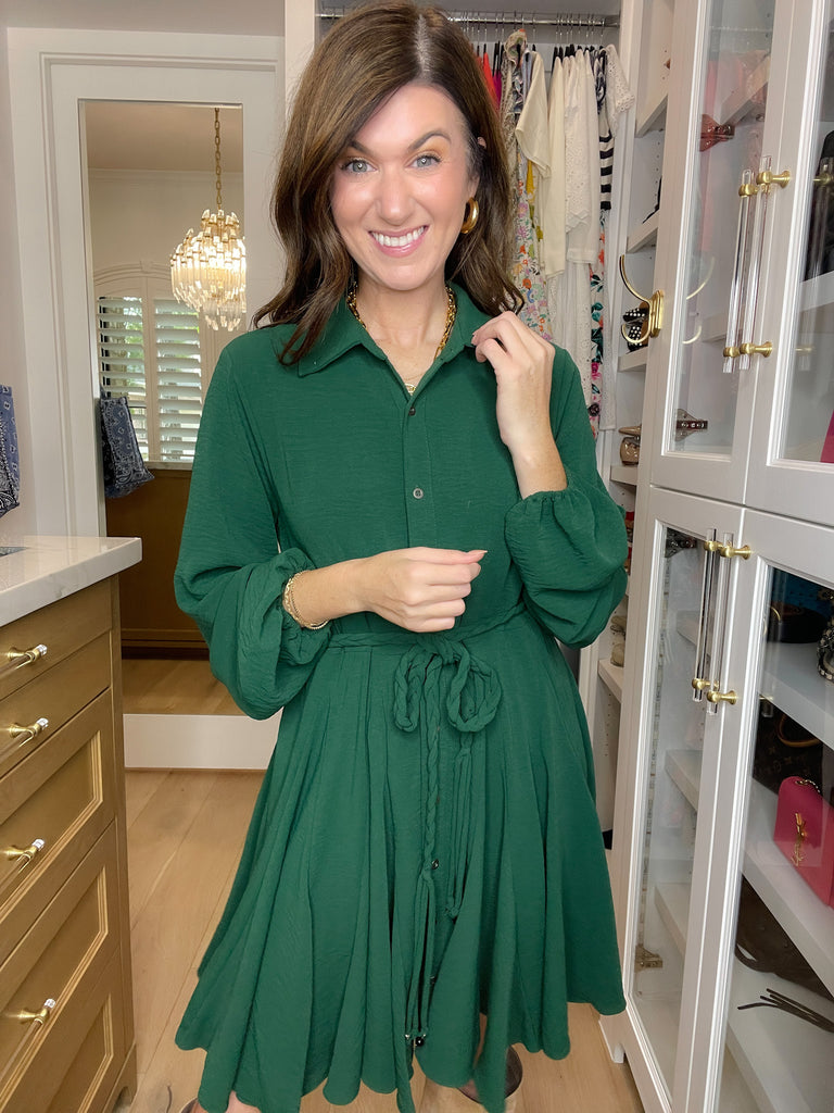 Perfect Balance Belted Dress in Hunter