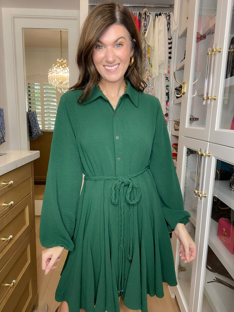 Perfect Balance Belted Dress in Hunter