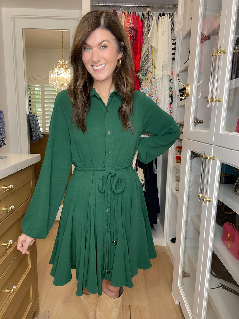 Perfect Balance Belted Dress in Hunter