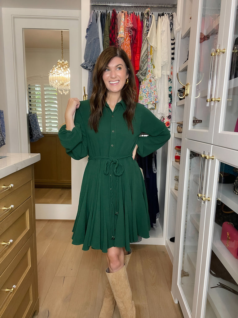 Perfect Balance Belted Dress in Hunter