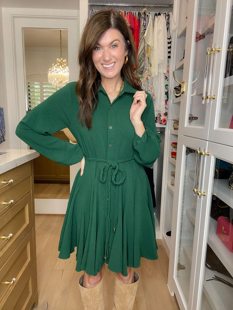 Perfect Balance Belted Dress in Hunter