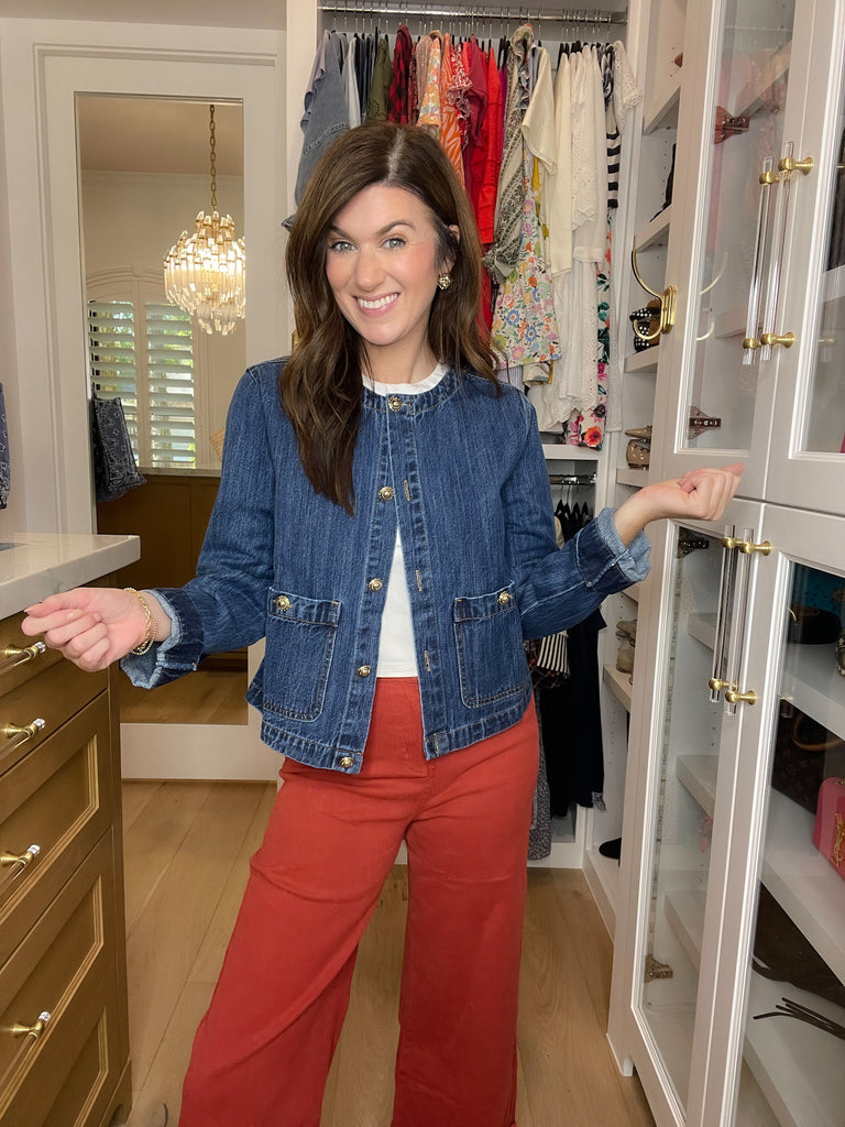 Chic in the City Gold Button Denim Jacket