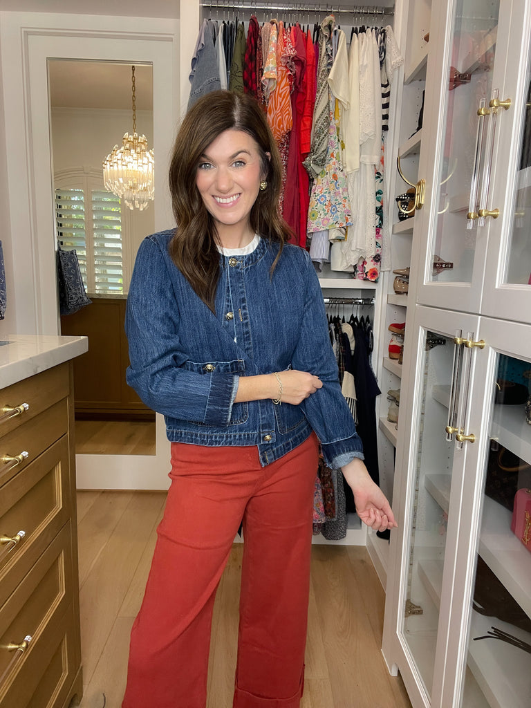 Chic in the City Gold Button Denim Jacket