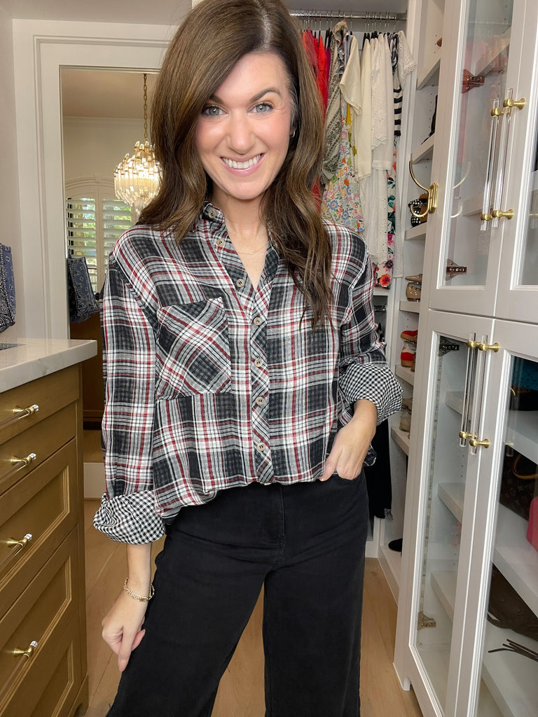 Gather Round Plaid Button Down