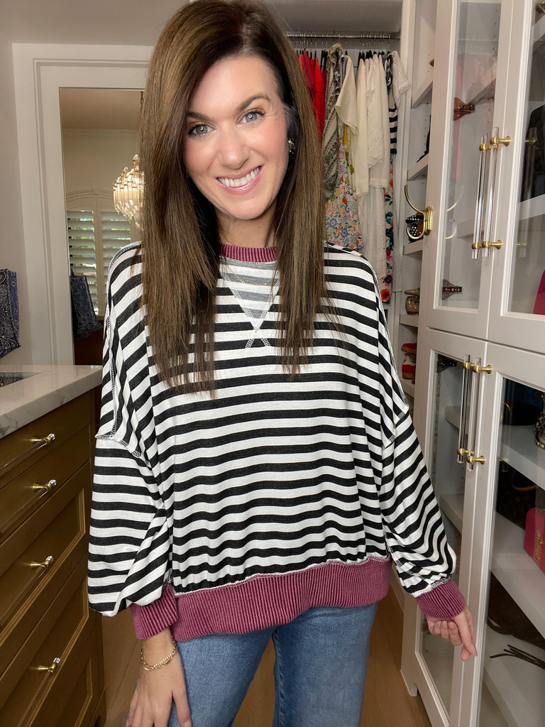 Pumpkin Patch Pullover in Black/Burgundy