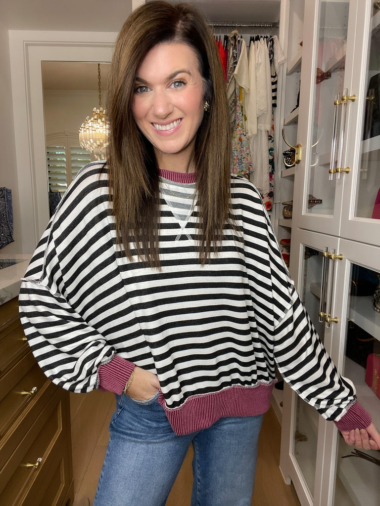 Pumpkin Patch Pullover in Black/Burgundy