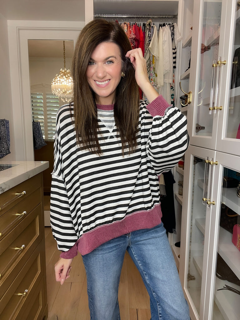 Pumpkin Patch Pullover in Black/Burgundy