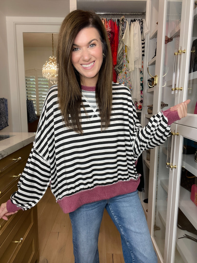 Pumpkin Patch Pullover in Black/Burgundy