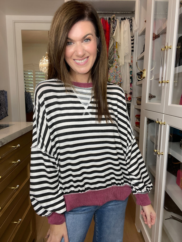 Pumpkin Patch Pullover in Black/Burgundy