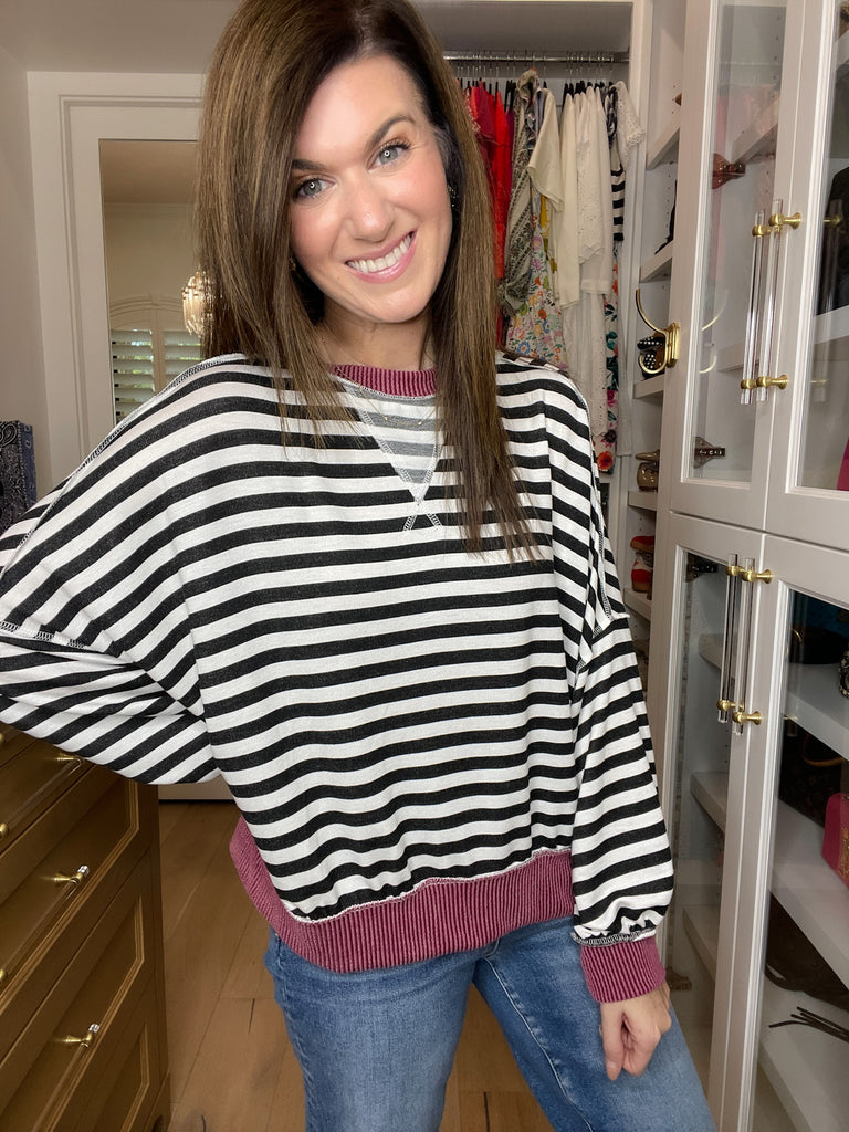 Pumpkin Patch Pullover in Black/Burgundy