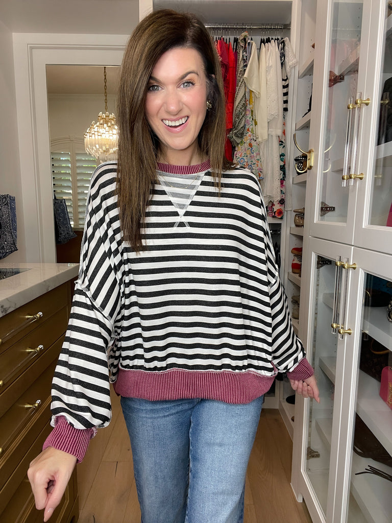 Pumpkin Patch Pullover in Black/Burgundy