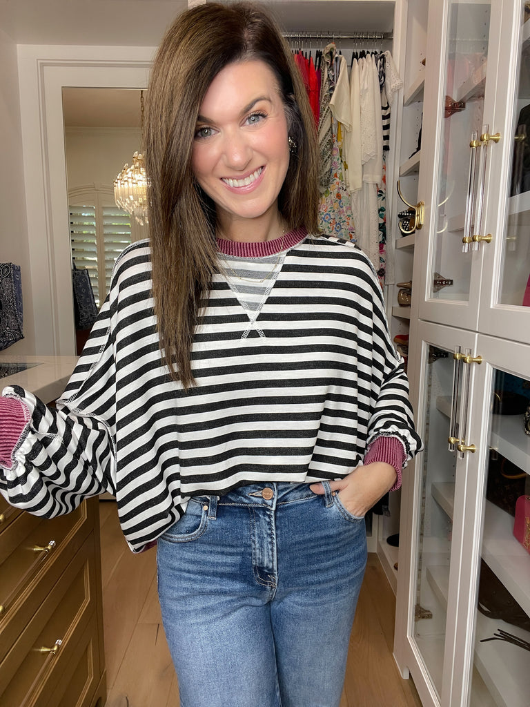 Pumpkin Patch Pullover in Black/Burgundy