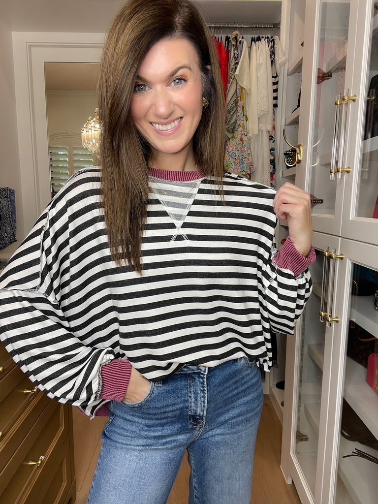 Pumpkin Patch Pullover in Black/Burgundy