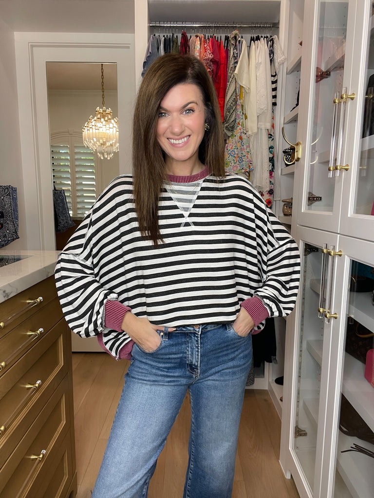 Pumpkin Patch Pullover in Black/Burgundy