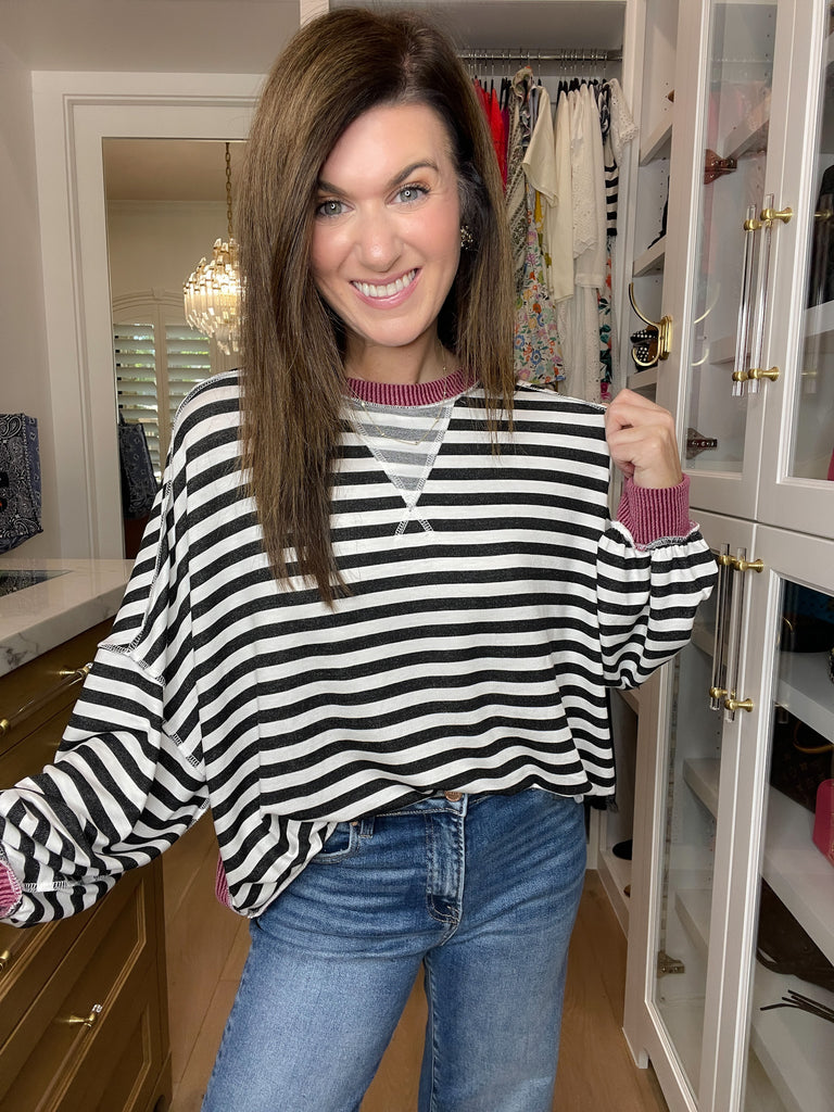 Pumpkin Patch Pullover in Black/Burgundy