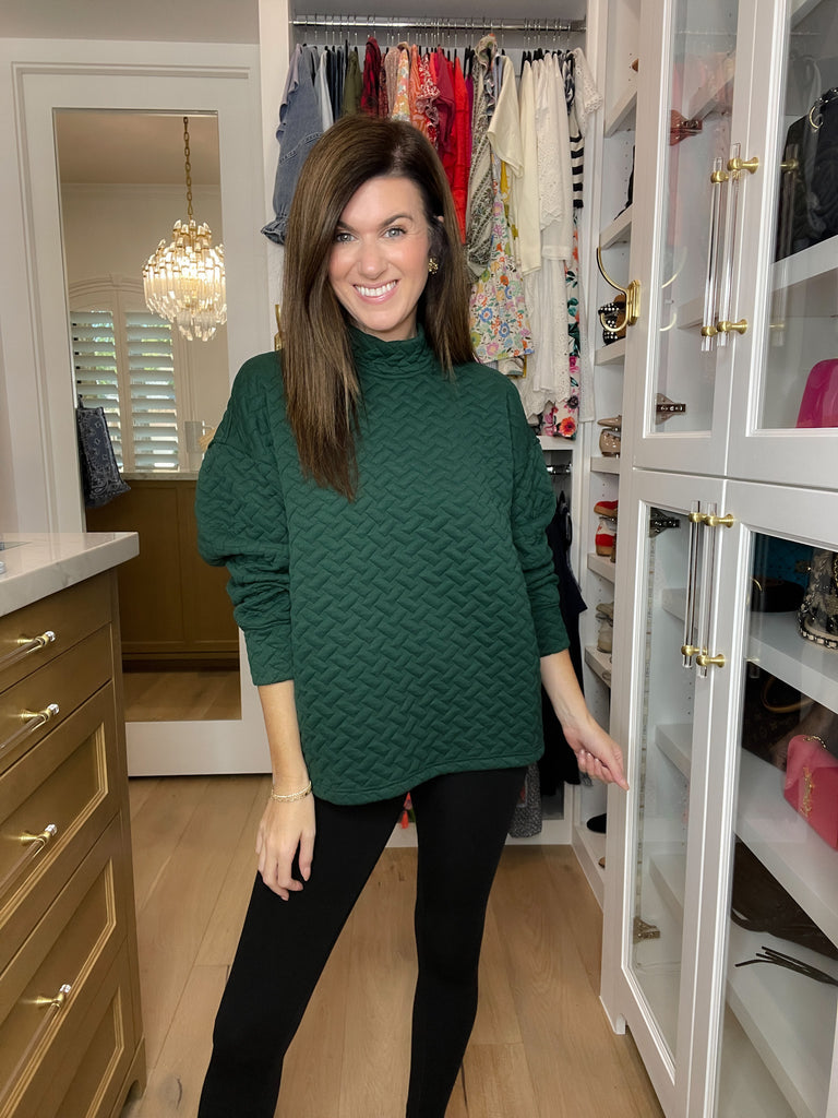 Keep it Moving Textured Tunic in Hunter Green