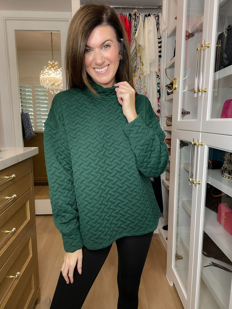 Keep it Moving Textured Tunic in Hunter Green
