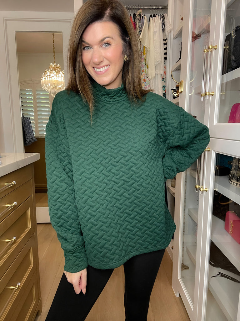 Keep it Moving Textured Tunic in Hunter Green