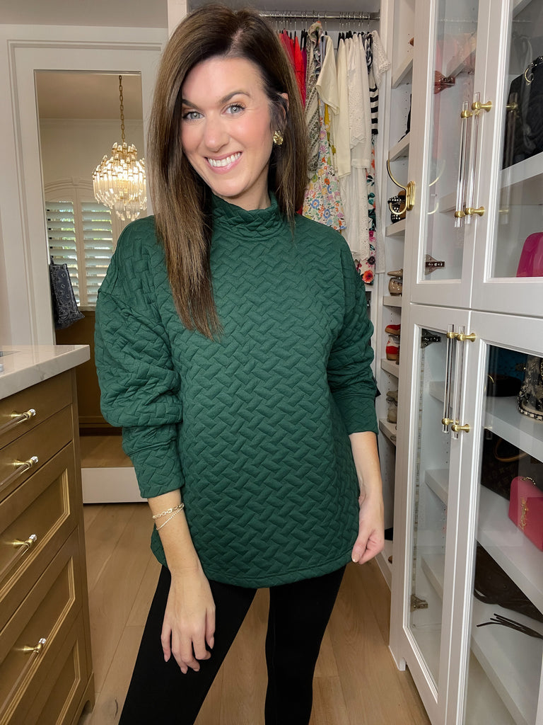 Keep it Moving Textured Tunic in Hunter Green