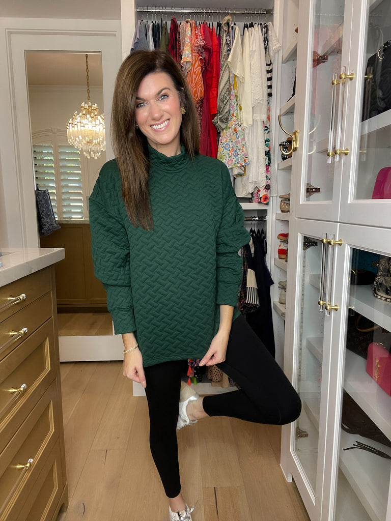 Keep it Moving Textured Tunic in Hunter Green