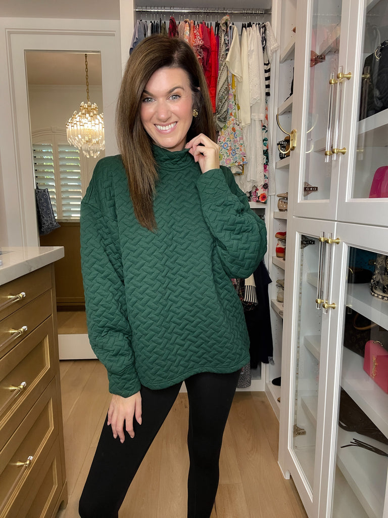 Keep it Moving Textured Tunic in Hunter Green