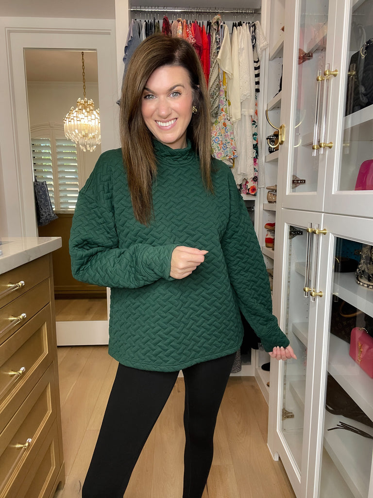 Keep it Moving Textured Tunic in Hunter Green