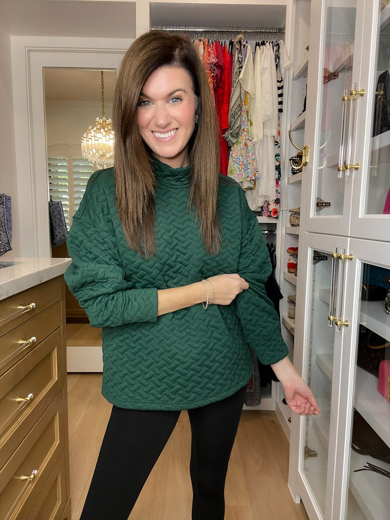 Keep it Moving Textured Tunic in Hunter Green