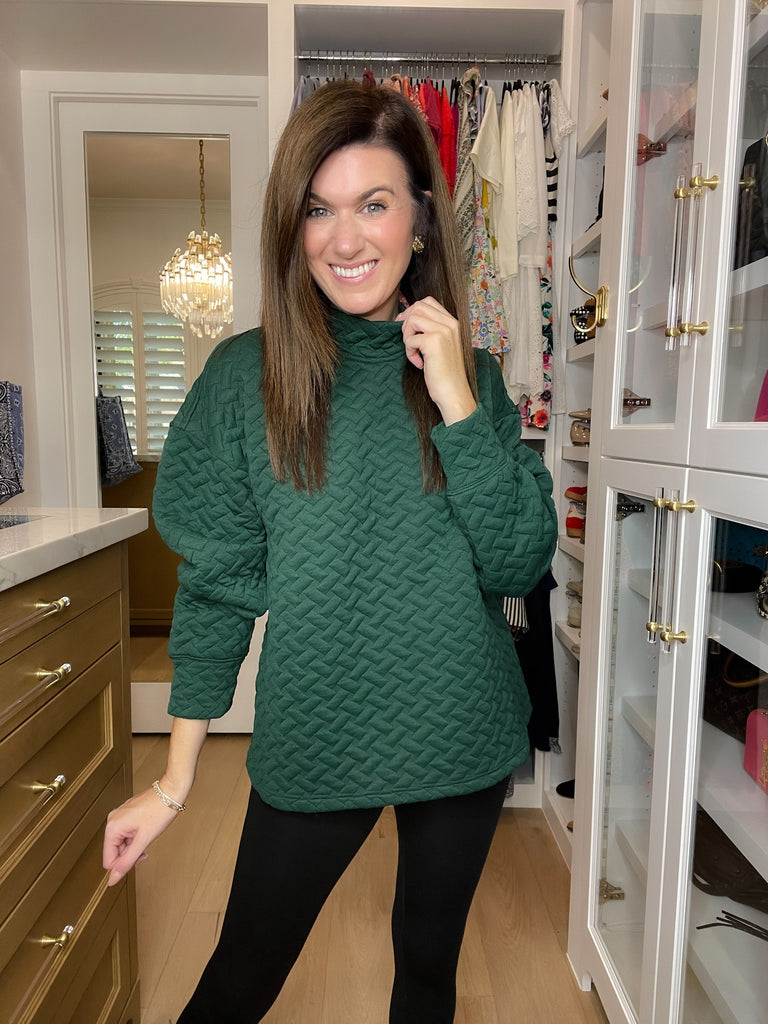 Keep it Moving Textured Tunic in Hunter Green
