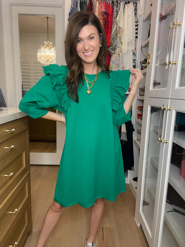 Daily Practice Terry Sweatshirt Dress in Green