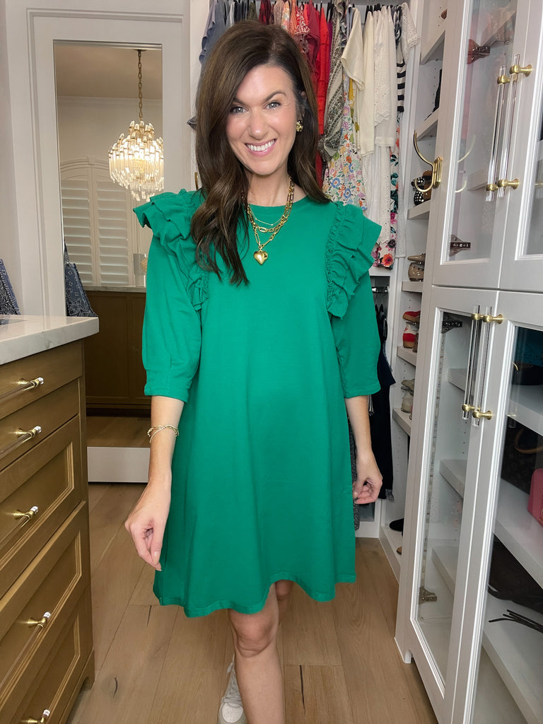 Daily Practice Terry Sweatshirt Dress in Green