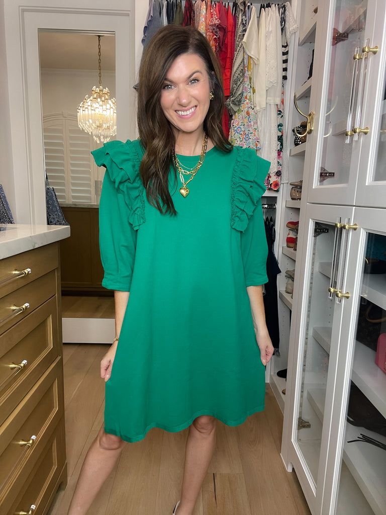 Daily Practice Terry Sweatshirt Dress in Green