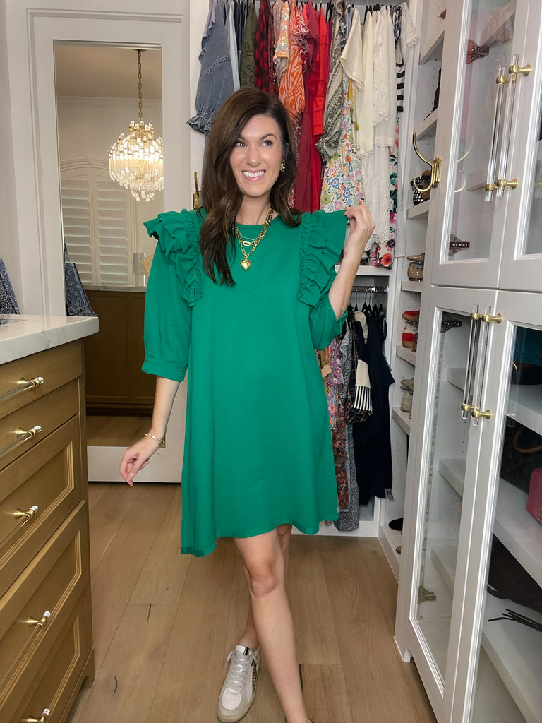 Daily Practice Terry Sweatshirt Dress in Green