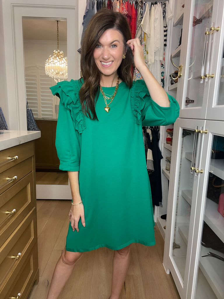 Daily Practice Terry Sweatshirt Dress in Green