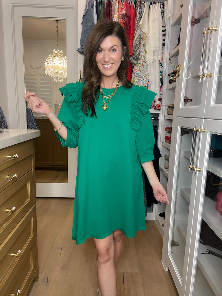 Daily Practice Terry Sweatshirt Dress in Green