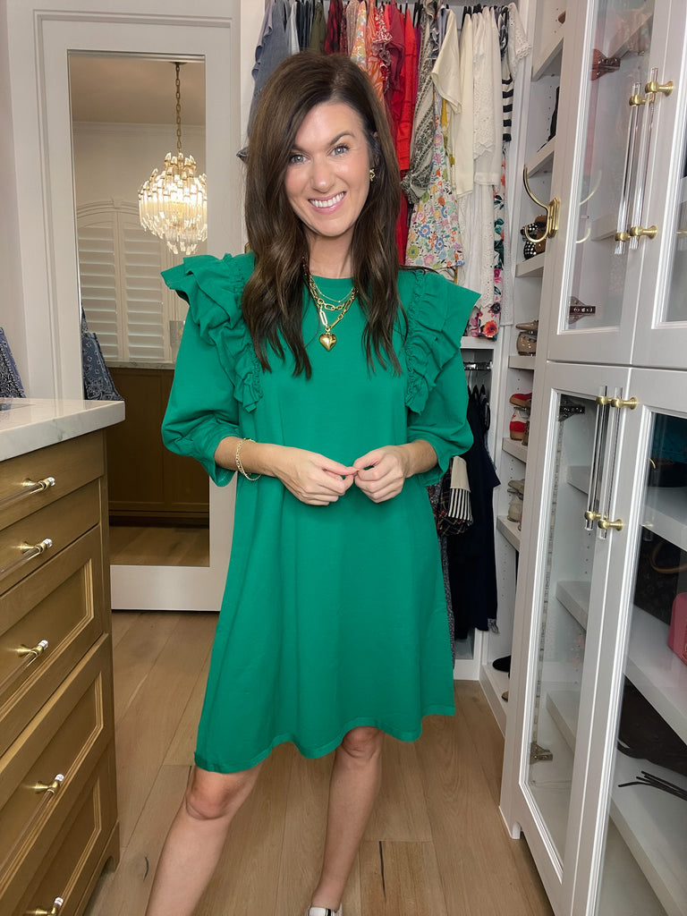 Daily Practice Terry Sweatshirt Dress in Green